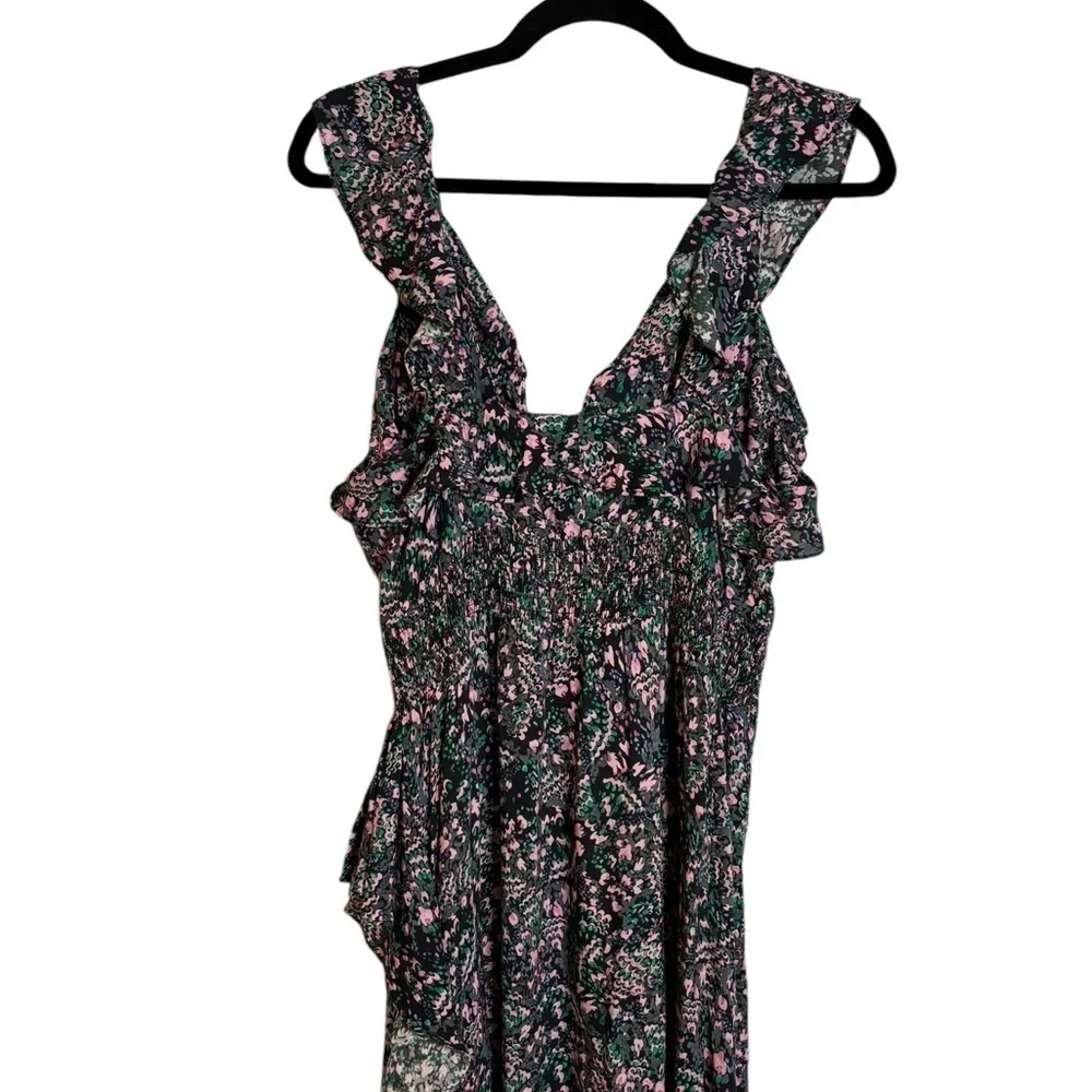 IRO Women's Floral Ruffle Party Cocktail Dress Size 39= US 6 Pink Green Black